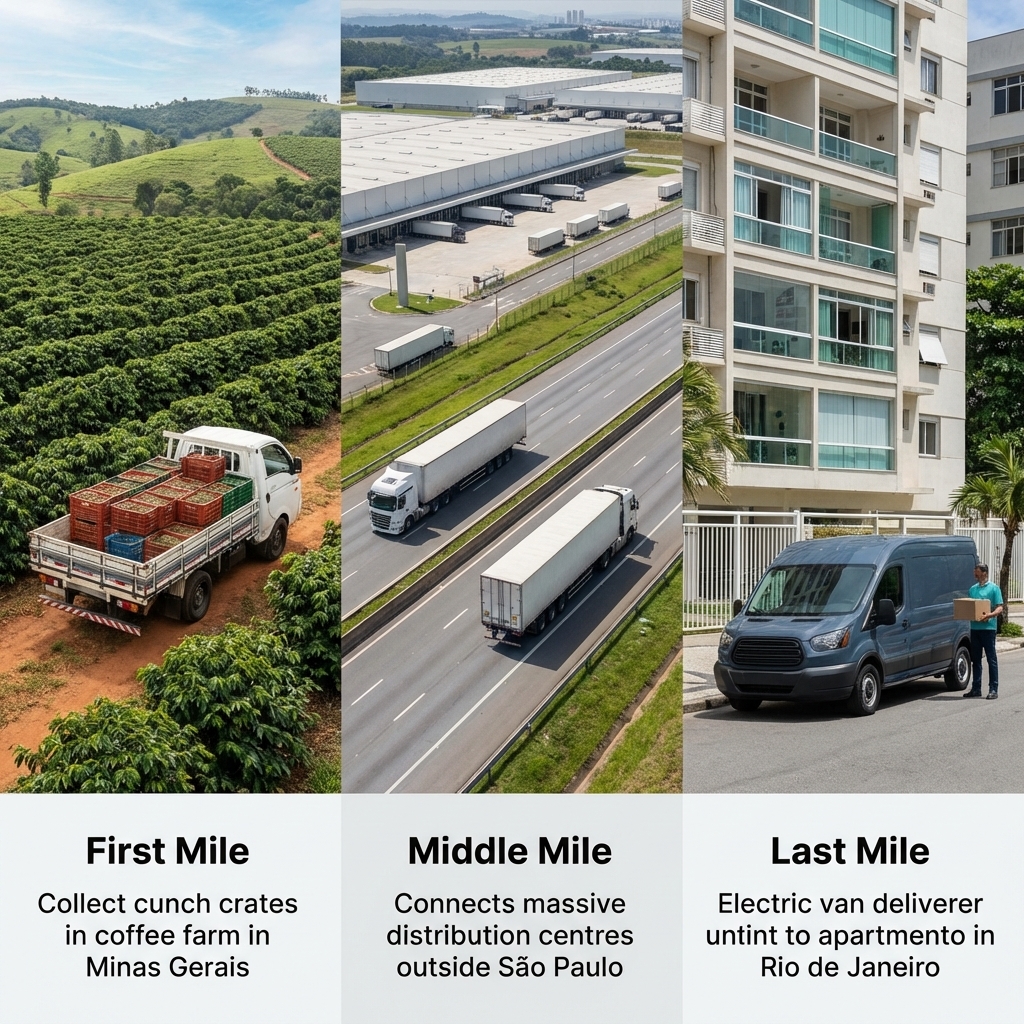 Diferença entre first mile, middle mile e last mile no transporte - diferença entre first mile middle mile e last mile