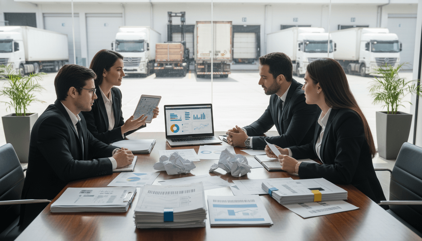 Equipe conferindo CT-e, DACTE, XML e documentos fiscais antes de substituir documento