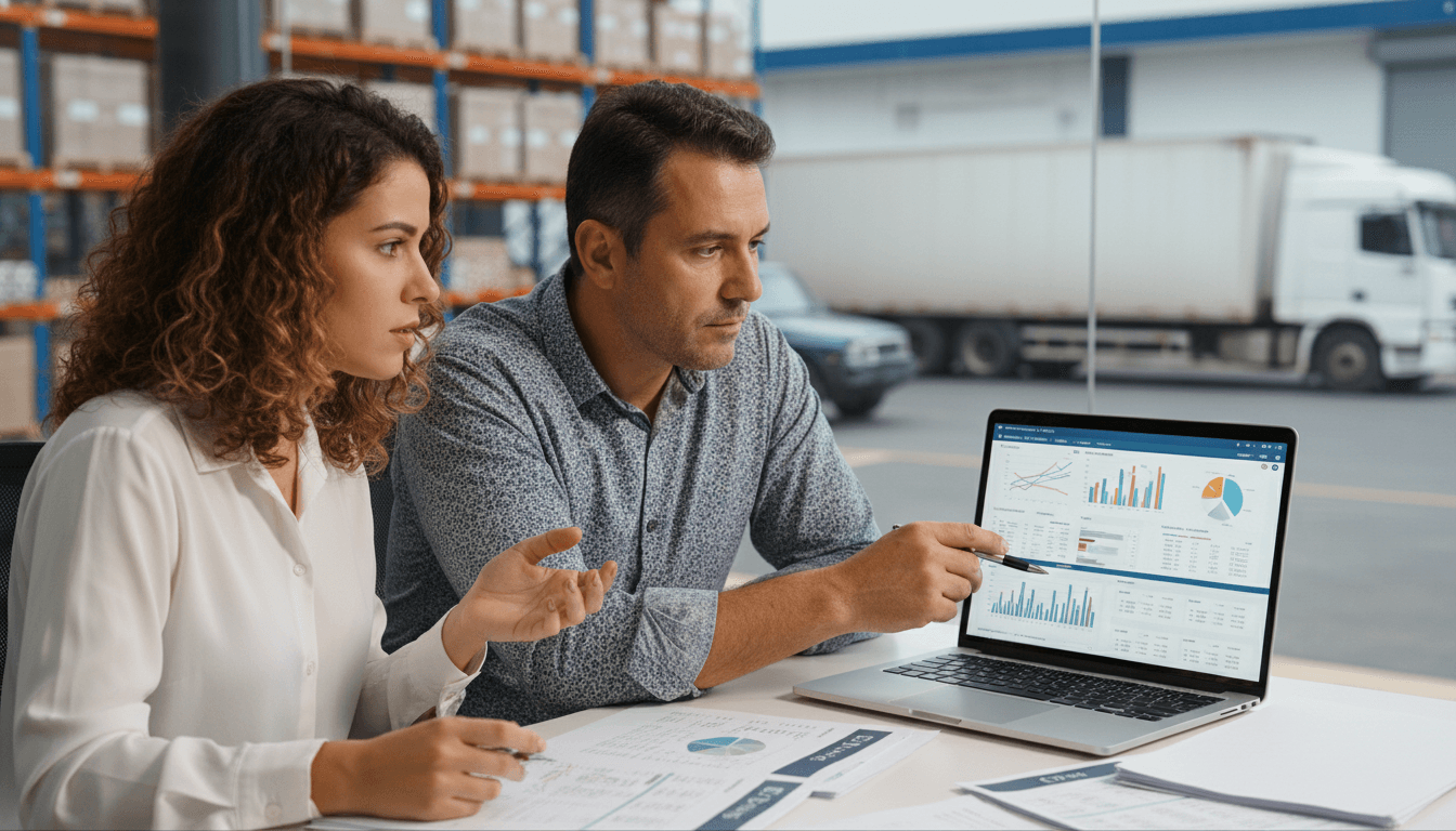 Profissionais revisando painel e documentos de transporte para evitar erros fiscais no CT-e