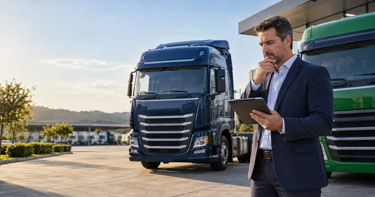 Gestor compara alternativas para aquisição ou leasing de caminhões.
