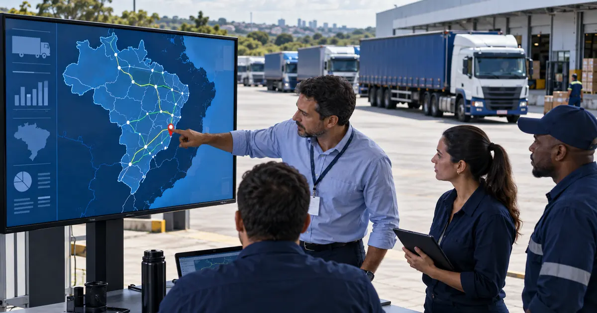 Equipe de transportadora analisa rotas e o local de entrega para IBS e CBS